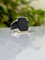 Black Onyx Silver Ring #006