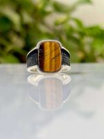 Tiger Eye Stone Silver Ring #007