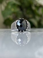 925 Silver Ring Decorated with Black Onyx Stone #004 - Image 3