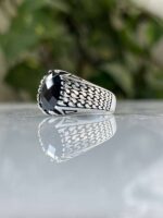925 Silver Ring Decorated with Black Onyx Stone #004 - Image 2