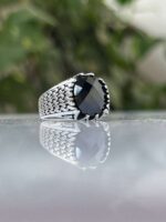 925 Silver Ring Decorated with Black Onyx Stone #004