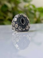 Black Onyx Silver Ring #010