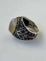 Yemeni Agate Stone Silver Ring #009 - Image 5