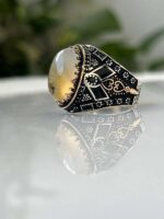Yemeni Agate Stone Silver Ring #009 - Image 2