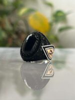 Black Agate Silver Ring #011 - Image 2