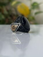 Black Agate Silver Ring #011 - Image 3