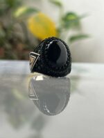 Black Agate Silver Ring #011 - Image 4