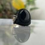Black Agate Silver Ring #011