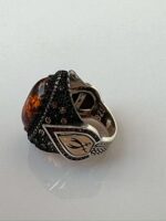 Amber Stone Silver Ring #012 - Image 7