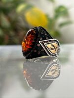 Amber Stone Silver Ring #012 - Image 3