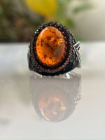 Amber Stone Silver Ring #012 - Image 6