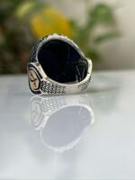 Black Agate Silver Ring #011 - Image 5