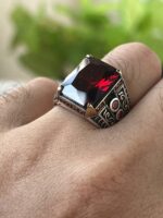 925 Silver Ring with Red Zircon Stone #017 - Image 2