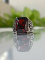 925 Silver Ring with Red Zircon Stone #017 - Image 3