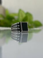 Black Onyx Stone Silver Ring #021