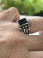 Black Onyx Stone Silver Ring #021 - Image 2