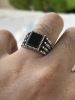 Black Onyx Stone Silver Ring #021 - Image 4