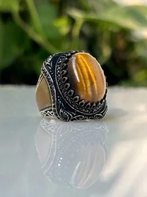 Tiger Eye Stone Silver Ring