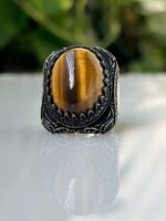 Tiger Eye Stone Silver Ring #024 - Image 3