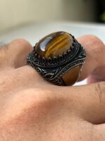 Tiger Eye Stone Silver Ring #024 - Image 2