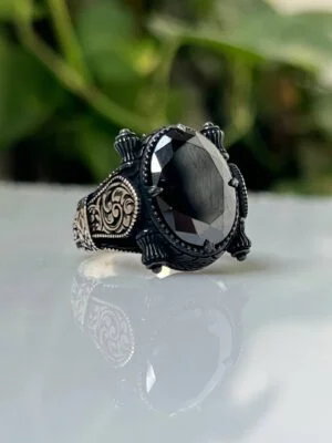 Black Onyx Stone Silver Ring