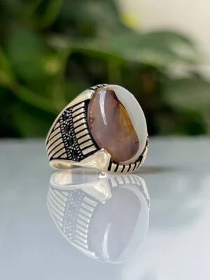 Yemeni Agate Silver Ring