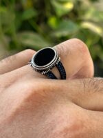Black Onyx Stone Silver Ring #026 - Image 2