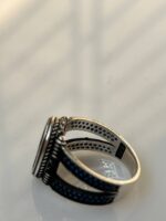 Black Onyx Stone Silver Ring #026 - Image 6