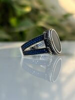 Black Onyx Stone Silver Ring #026 - Image 4