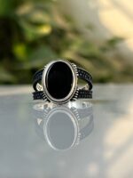 Black Onyx Stone Silver Ring #026 - Image 7
