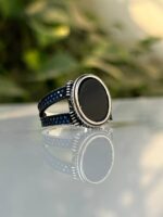 Black Onyx Stone Silver Ring #026