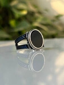 Black Onyx Stone Silver Ring