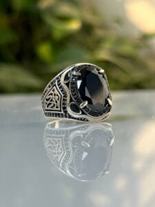 Black Onyx Stone Silver Ring