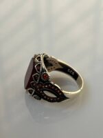 Agate Stone Silver Ring #025 - Image 6
