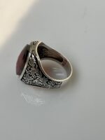 Red Zircon Stone Silver Ring #34 - Image 5