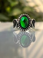 Green Zircon Stone Silver Ring #033 - Image 3