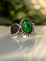 Green Zircon Stone Silver Ring #033