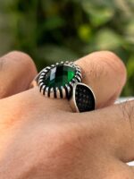 Green Zircon Stone Silver Ring #033 - Image 2