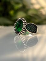 Green Zircon Stone Silver Ring #033 - Image 4