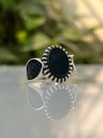 Black Onyx Stone Silver Ring #031
