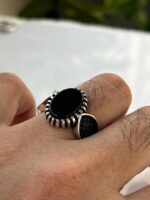 Black Onyx Stone Silver Ring #031 - Image 2