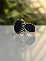 Black Onyx Stone Silver Ring #031 - Image 3