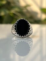 Black Onyx Stone Silver Ring #028 - Image 4