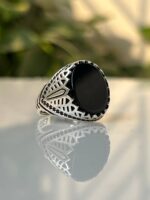 Black Onyx Stone Silver Ring #028