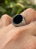 Black Onyx Stone Silver Ring #028 - Image 2