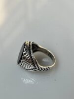 Black Onyx Stone Silver Ring #028 - Image 6