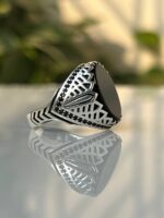 Black Onyx Stone Silver Ring #028 - Image 5
