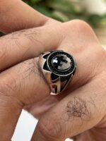 Black Onyx Stone Silver Ring #027 - Image 2