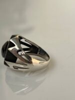 Black Onyx Stone Silver Ring #027 - Image 6