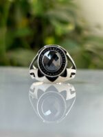 Black Onyx Stone Silver Ring #027 - Image 3